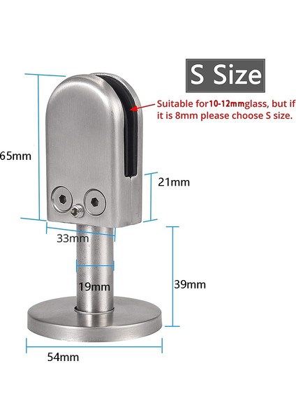 Cam Kelepçe 4x Paslanmaz Çelik 304 Cam Klips Kelepçe Cam Braket 8mm Cam 40MM Çubuk - Gümüş fiyatları