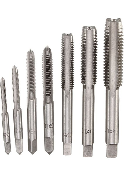 7 Adet M3 - M12 Metal El Vidası Makinesi Metrik Konik Tapa Dokunun Matkap Ucu Kiti