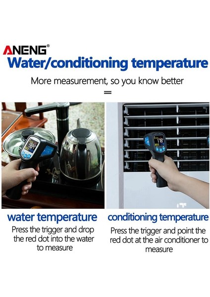 Aneng -50～400℃ /600℃ 12:1 El Tipi Dijital Temassız Endüstriyel Kızılötesi Termometre (Insanlar Için Değil) fiyatları