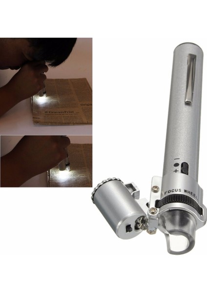 Aracı Gümüş 100X Cep Için Mikroskop LED Işık Takı Büyüteç 10X Lens Büyüteç Cam Izle Onarım Aracı