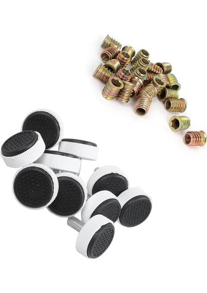 25 Adet M8 E-Somun Ahşap Ekleme Arayüz Vidaları Altıgen Soket Somun Bağlantı Parçaları, Pirinç Tonlu M8 x 15MM Mobilya Üzerinde Ayarlanabilir Vida Kayma Tesviye Ayakları Ayak 10 Adet