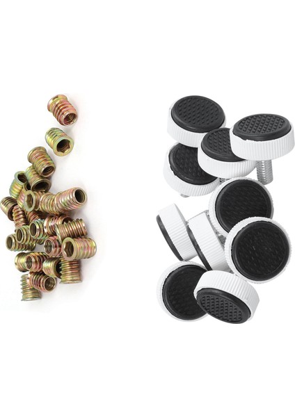 25 Adet M8 E-Somun Ahşap Ekleme Arayüz Vidaları Altıgen Soket Somun Bağlantı Parçaları, Pirinç Tonlu M8 x 15MM Mobilya Üzerinde Ayarlanabilir Vida Kayma Tesviye Ayakları Ayak 10 Adet