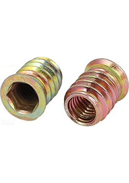 25 Adet M8 E-Somun Ahşap Ekleme Arayüz Vidaları Altıgen Soket Somun Bağlantı Parçaları, Pirinç Tonlu M8 x 15MM Mobilya Üzerinde Ayarlanabilir Vida Kayma Tesviye Ayakları Ayak 10 Adet