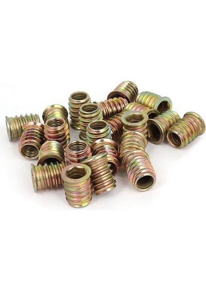 25 Adet M8 E-Somun Ahşap Ekleme Arayüz Vidaları Altıgen Soket Somun Bağlantı Parçaları, Pirinç Tonlu M8 x 15MM Mobilya Üzerinde Ayarlanabilir Vida Kayma Tesviye Ayakları Ayak 10 Adet