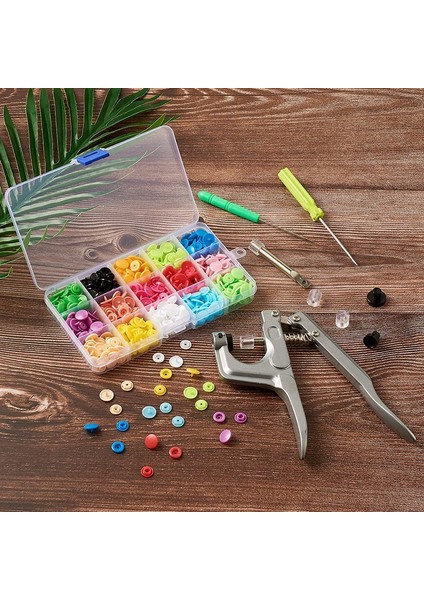 Çıtçıt Seti Plastik Çıtçıt Düğmeler Bağlantı Elemanı Setter Pense Alet Seti, Saklama Kutusu Organizatör ile Dikiş Işçiliği Için
