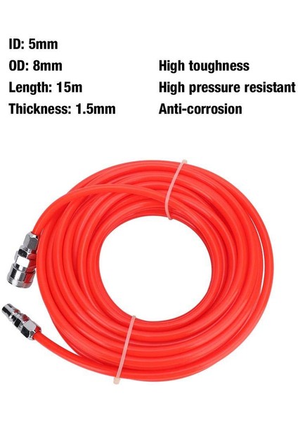 Aşınma ve Dayanıklı 5X8MM Yüksek Basınçlı Esnek Hava Kompresörü Hortumu, Endüstriyel Ev Için Erkek Dişi Hızlı Bağlantılı 15M Kırmızı(Yurt Dışından) indirimleri