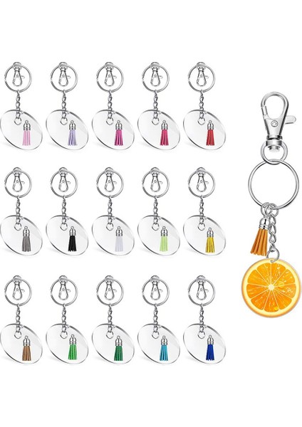 Akrilik Şeffaf Daire Diskler Kendin Yap Projeleri ve El Sanatları Için Şeffaf Akrilik Anahtarlık Boşlukları ve T El Kolye Anahtarlık Seti fiyatları