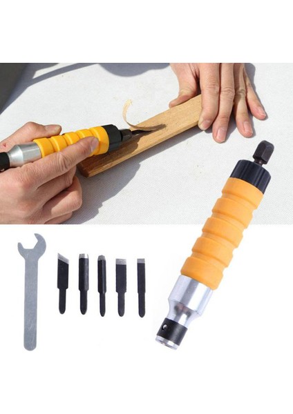 Quanbu 1 Takım Ahşap Keski Oyma Aracı Seti Elektrikli Matkap Esnek Mil Için Chuck Eki