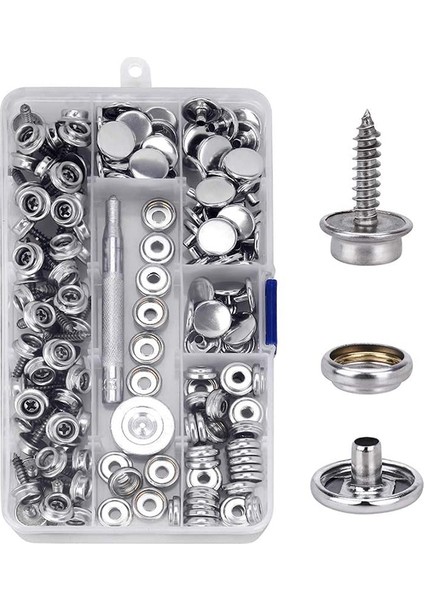 150 Adet Deniz Kanvas Çıtçıt Kiti Aracı Metal Vidalar Tekne 3/8 Inç Soket ile 2 Adet Ayar Aracı Tekne Kapağı Için