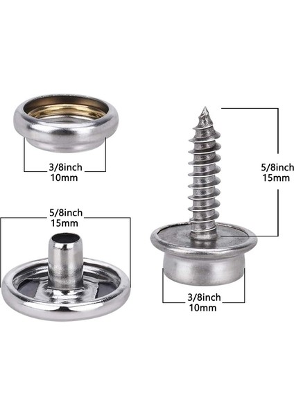 150 Adet Deniz Kanvas Çıtçıt Kiti Aracı Metal Vidalar Tekne 3/8 Inç Soket ile 2 Adet Ayar Aracı Tekne Kapağı Için