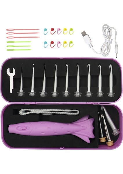LED Örgü Iğneleri Seti 12 Adet Değişim Ct Kanca ile Işık Şarj Edilebilir USB Dokuma Kazak Dikiş Aksesuarları Araçları fırsatları