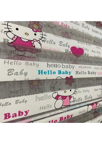 Volper Mekanik Volper VP805 Stor Zebra Perde Çoçuk Odası Hello Kitty Desenli Etek Dilimli