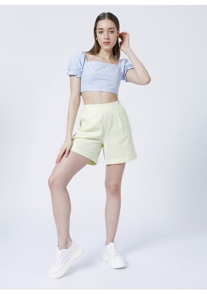Lastikli Standart Kalıp Yeşil Kadın Şort - K-Sergino