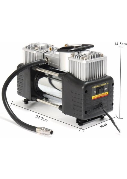 Araba Oto Araç Lastik Şişirme Pompası Çift Silindirli 628