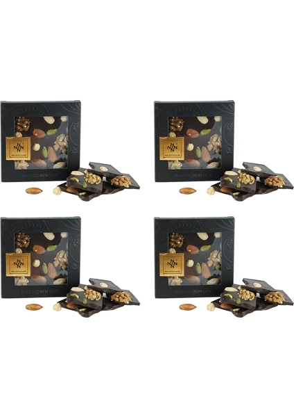 Nin Chocolate 4 Adet Kuruyemişli Çikolata Rüyası Bitter Tablet Çikolata 320G