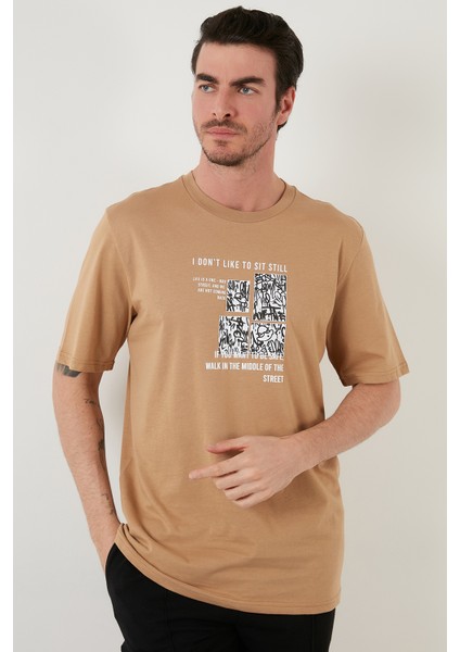 Baskılı Regular Fit Bisiklet Yaka % 100 Pamuk T Shirt Erkek T Shirt 5727404