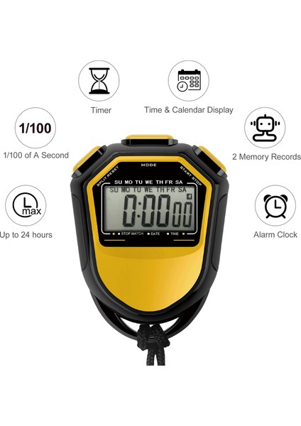 Su Geçirmez Kronometre Dijital El LCD Zamanlayıcı Kronograf (Yurt Dışından)