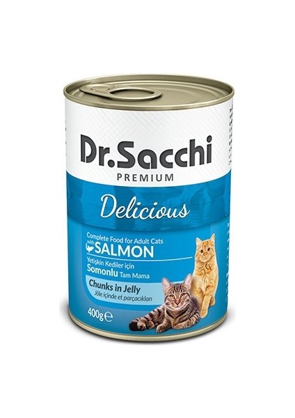 Dr. Sacchi Somonlu Yetişkin Kedi Konservesi 400GR