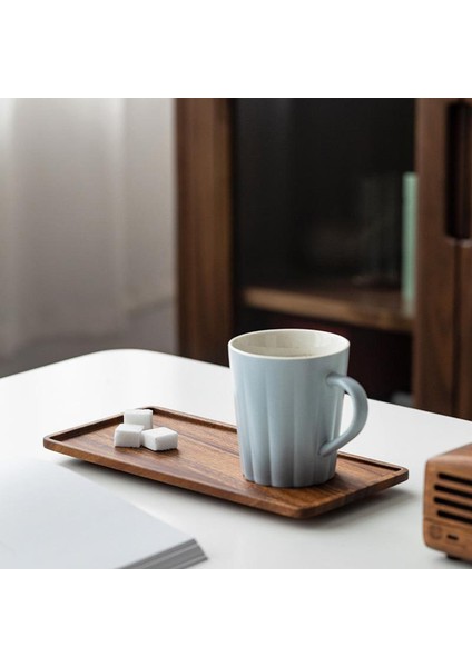 SunniMix Rustik Büyük Hizmet Tepsisi Dikdörtgen Kahve Barbekü Servis Gıda Meyve Tepsileri Çanak 30X12X1.2 cm