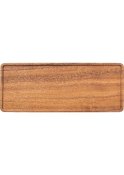 SunniMix Rustik Büyük Hizmet Tepsisi Dikdörtgen Kahve Barbekü Servis Gıda Meyve Tepsileri Çanak 30X12X1.2 cm