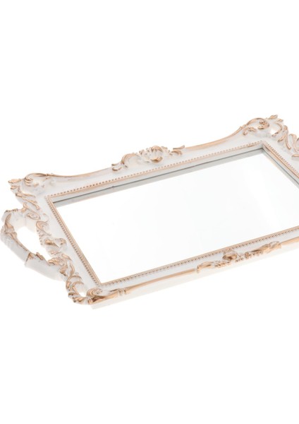 SunniMix Aynalı Tepsi Kozmetik Vanity Organizatörleri Servis Tepsisi Ev Sahne Dresser Beyaz modelleri