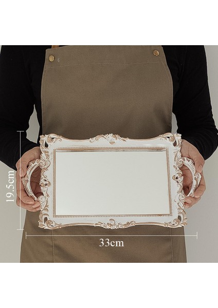 SunniMix Aynalı Tepsi Kozmetik Vanity Organizatörleri Servis Tepsisi Ev Sahne Dresser Beyaz fırsatları