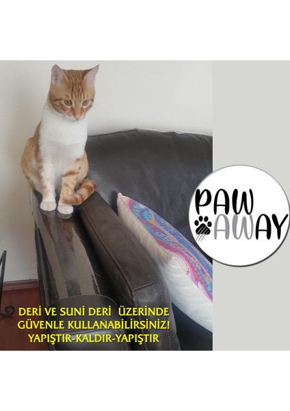 Paw Away Kedi Eğitim Bandı Tekyüz Yapışkanlı Tırmalama Caydırıcı Koltuk Mobilya Koruyucu Şeffaf 25x45 cm 4 Adet