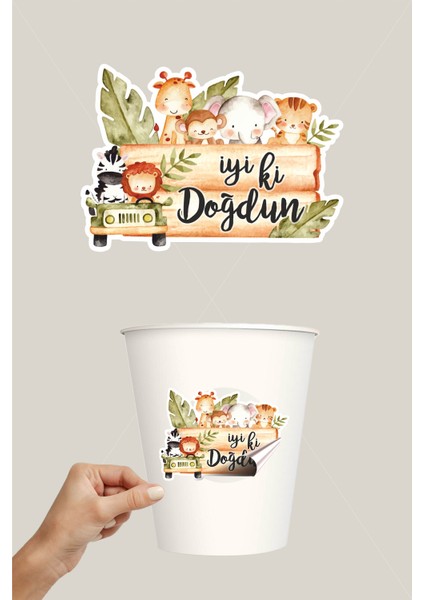 Safari Hayvanları Pastel Sticker 20'li