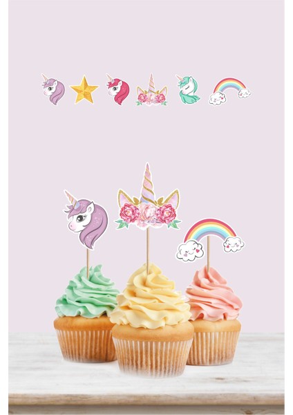 Unicorn Cupcake Süsü *20'li Kalın Kağıt