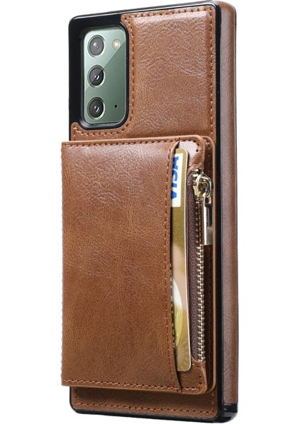 Samsung Galaxy NOTE20 Için Fermuar Cüzdan Telefon Kılıfı