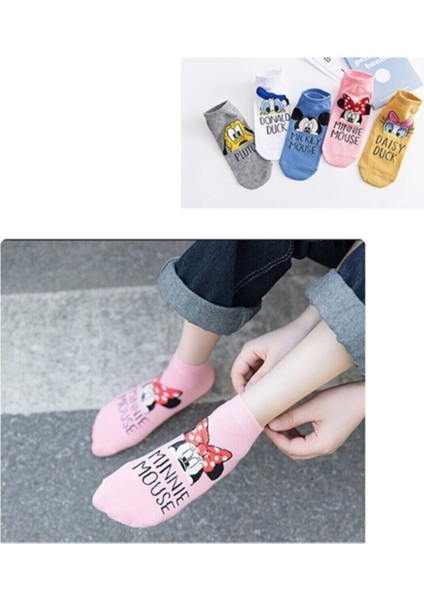 Meguca Socks Kadın Renkli Sevimli Karekterler Desenli Patik Çorap Seti 10 Çift