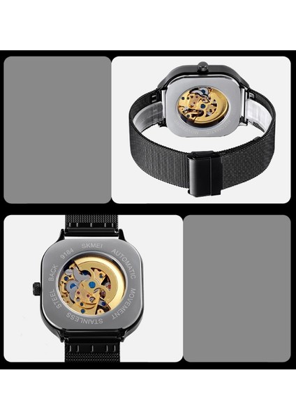 Skmeı 9184 Erkek Kare Tourbillon Otomatik Mekanik Saat (Yurt Dışından)