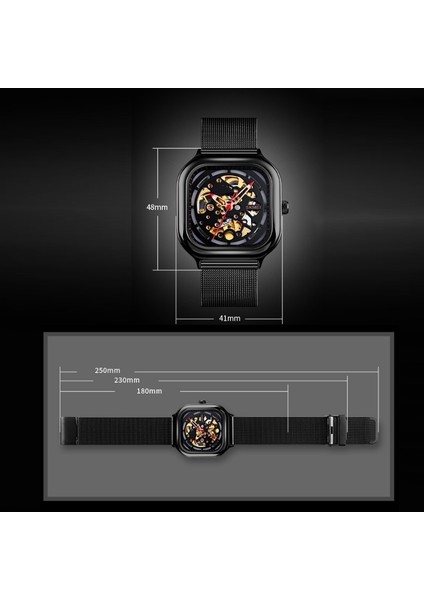 Skmeı 9184 Erkek Kare Tourbillon Otomatik Mekanik Saat (Yurt Dışından)