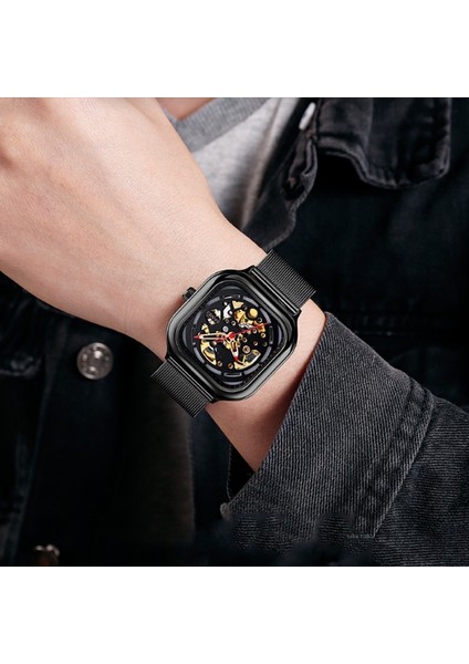 Skmeı 9184 Erkek Kare Tourbillon Otomatik Mekanik Saat (Yurt Dışından)
