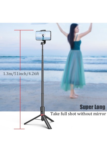 Cep Telefonu Iphone Huawei Samsung Xiaomi Için Uzun Selfie Çubuğu 130CM 51INCH 3 In 1 Tripod Kablosuz Bluetooth (Yurt Dışından)