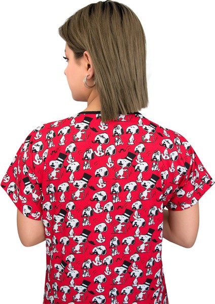 Kırmızı Snoopy Desenli Likralı Üst Forma modelleri