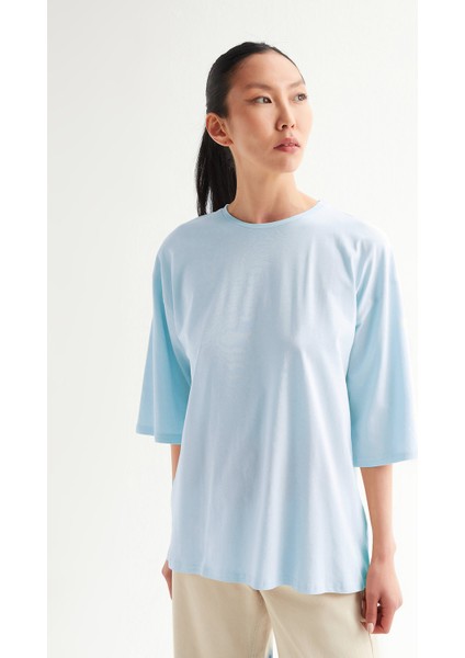 AÇELYAOKCU Düşük Kol Oversize Basic Tshirt