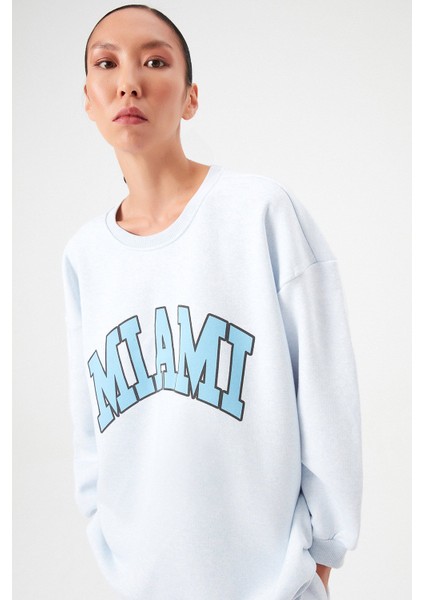 AÇELYAOKCU Oversize Miami Baskılı Sweatshirt