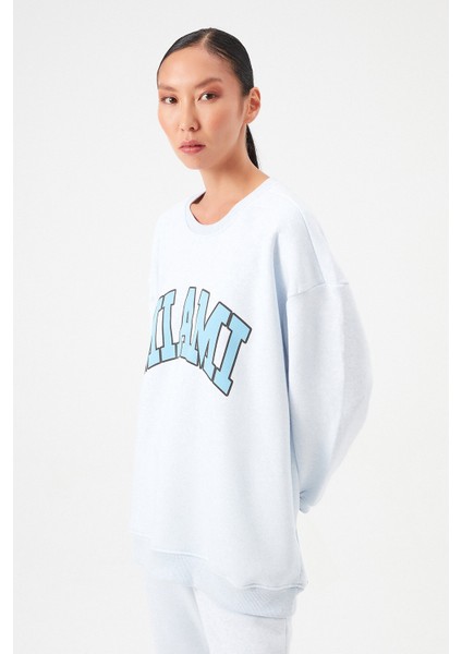 AÇELYAOKCU Oversize Miami Baskılı Sweatshirt