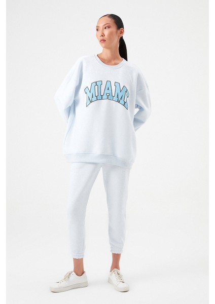 AÇELYAOKCU Oversize Miami Baskılı Sweatshirt