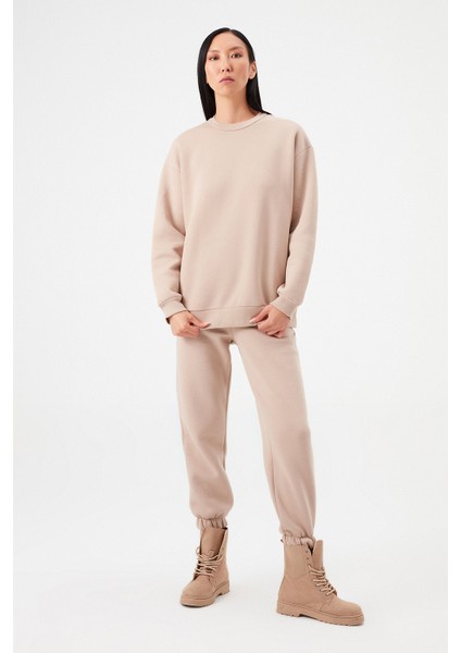 AÇELYAOKCU Bisiklet Yaka Şardonlu Sweatshirt