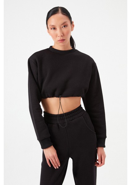 AÇELYAOKCU Crop Şardonlu Beli Büzgülü Sweatshirt fiyatları
