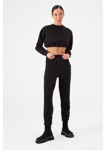 AÇELYAOKCU Crop Şardonlu Beli Büzgülü Sweatshirt fırsatları