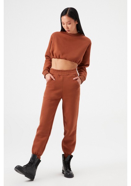 AÇELYAOKCU Crop Şardonlu Beli Büzgülü Sweatshirt fırsatları
