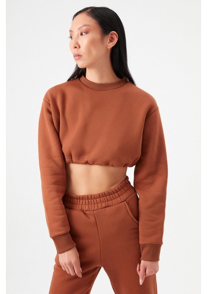 AÇELYAOKCU Crop Şardonlu Beli Büzgülü Sweatshirt modelleri