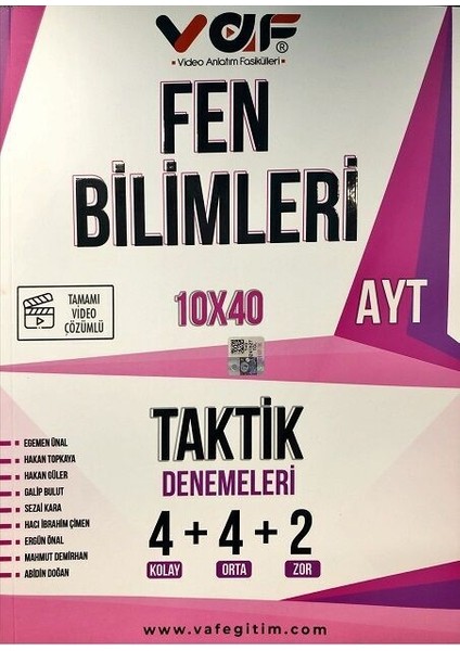AYT Fen Bilimleri Taktik Bende 10 x 40 denemeleri