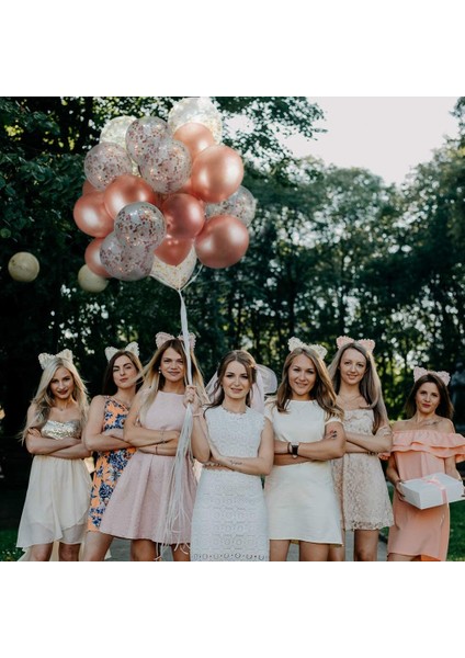 60 Paket Dekor Rose Gold Balonlar Konfeti Balonlar Şeritler Partiler Için Rosegold Balonlar fırsatları