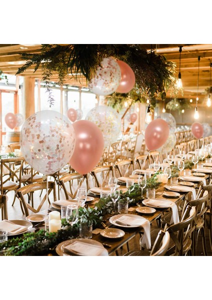 60 Paket Dekor Rose Gold Balonlar Konfeti Balonlar Şeritler Partiler Için Rosegold Balonlar indirimleri