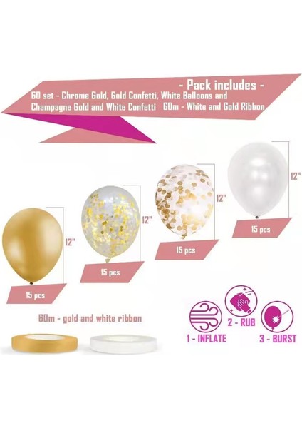 60 Paket Dekor Balonları Konfeti Balonları Partiler Için Kurdele Balonları fiyatları