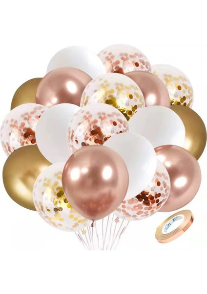 60 Paket Dekor Balonları Konfeti Balonları Partiler Için Kurdele Balonları